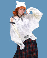 two buckle damage knit (3color)