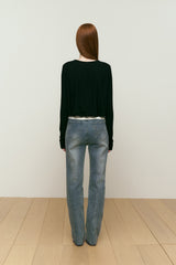 CHERRY KNIT-LIKE CARDIGAN [BLACK]