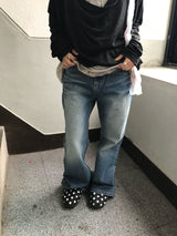 2-Color Signature Flare Denim Pants