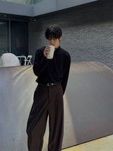 リブモックネックTシャツ