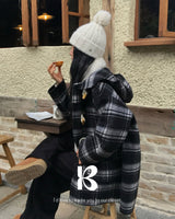 [ORIGINAL] Meter Check Hooded Duffle Coat