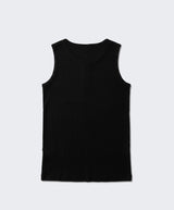 Ribbed Henley-Neck Sleeveless Top Black