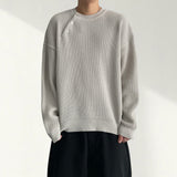 Nerly diagonal snap waffle henley neck knit