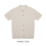Deep linen collar short-sleeved cardigan (6 colors)