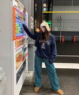 チェックフリースパンツ