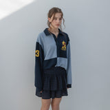 CHECK RUFFLE MINI SKIRT (NAVY)