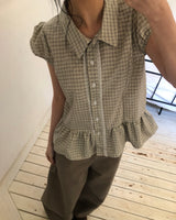 トディン チェック ショートスリーブ ブラウス