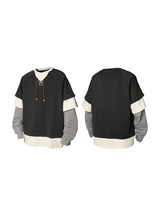 RELABEL Spatial Relations (Parallel Lines) Four-Colour Striped Patchwork Knotted Beaded Faux Three-Piece Long-Sleeved T-Shirt