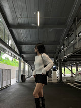  Milk tea angora long sleeve boat neck vertical knit top (5 colors)