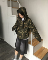 ティブカモハーフジップフードTシャツ
