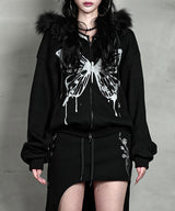 バタフライスプレータージップアップ #ブラック(FLEECE LINED)