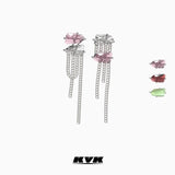 KVK ザブロッサム ピーチブロッサムシリーズ イレギュラークリスタルタッセルピアス (グリーンオパール)