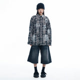 Washed Painted Check Shirt - CHARCOAL
