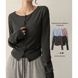 Joy Dangara Side-Shirring Cropped Cardigan T-Shirt