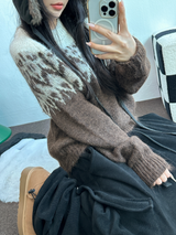 ウール🧸 アンゴラスノーフラワーロウンフニット❤🤎🩵💙4カラー