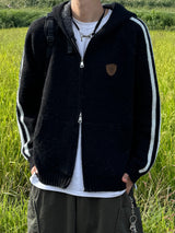 Veln Patch Knit Hooded Zip-Up (3 colors)