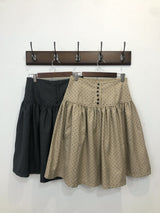 Vintage Dot Button Midi Skirt