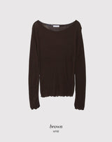 Boat Neck Wave Layered Wool T-Shirt (5color)
