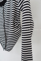 Stripe Layered Shirring Cardigan