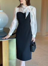 26SS★ メラージュシフォンカラータイHラインワンピース