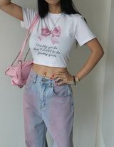 リボンキッチェンクロップショートスリーブTシャツ