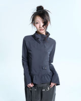 Ruffle Two Way zip-up - Ash