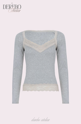 Ripel Mint Pink Lace Long-Sleeve T-Shirt