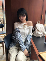One-shoulder Ribbon Tee