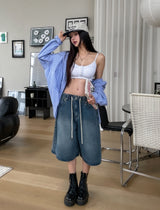 EZEN KILLING WASHING BERMUDA DENIM PANTS