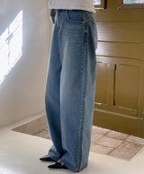 Daily Washing Cotton100 Wide Denim Pants