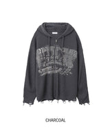 Atonic Lettering Hooded Zip-Up Knit