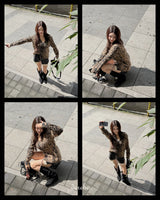 Mohair Leopard Loose Fit Cardigan