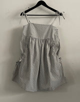 Sinia Square-Neck Floral Shirring Pocket Ribbon Mini Sleeveless Dress 3 Colors