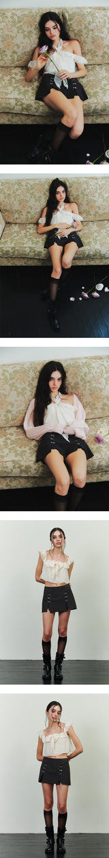 ROSALIE FRILL TOP cream