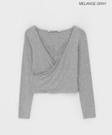 [B-BASIC] テンションディープVネックラップロングスリーブTシャツ