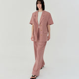 THREE PINTUCK SUMMER WOOL PANTS (PINK)
