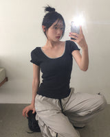 ヨビ ライン カラーブロック ナイロンパンツ