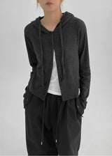 [MADE] Foil Angora Hooded Cardigan