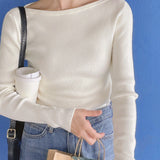 Miu Lip Neck V-Neck Long Sleeve Knitwear
