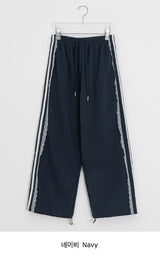 Pilfer Lace Brushed Banding Wide Pants