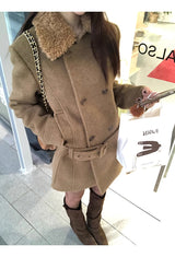 Lux wool belt padded half coat