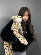 Ago Buckle High Neck Fur Short Jacket