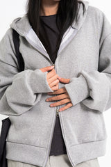 Lowell crop fingerhole hood zip-up