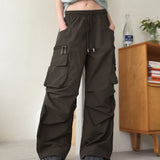 Shuble Zipper Pintuck Cargo Nylon Two-Way Pants