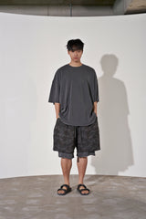 VINTAGE CAMO LAYERED 1/2 PANTS (Charcoal)