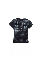 ディストレストクロススタデッドTシャツ