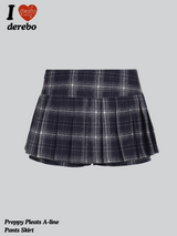 Preppy Pleats A-line Pants Skirt