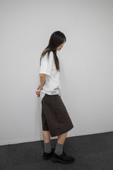 Side Slit Darted Bermuda Brown