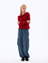Lace Denim Parachute Pants_Blue 