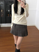 Checkered Micro Pleats Mini Skirt (2 colors)